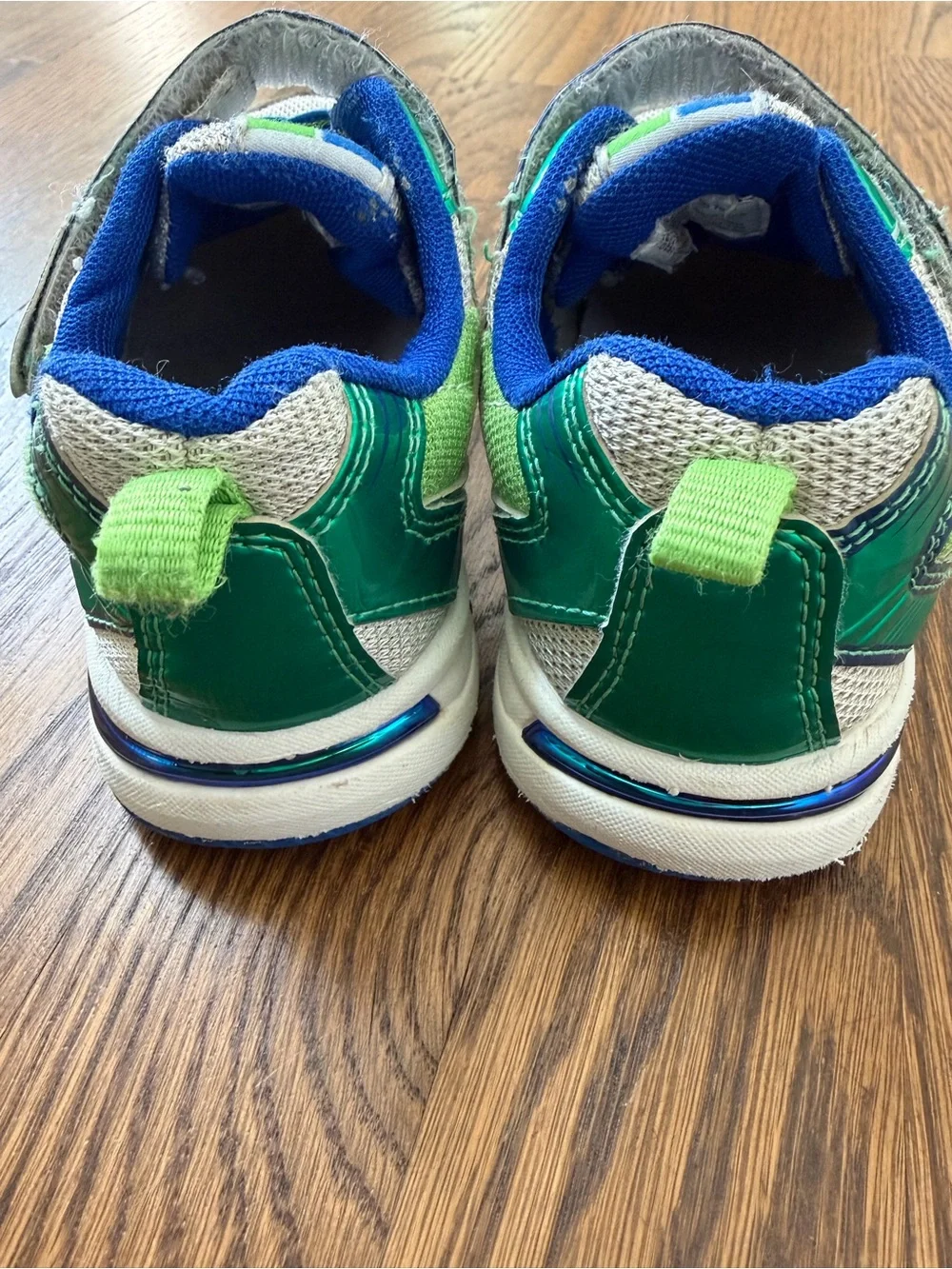 Tsukihoshi Storm Sneakers in blue and green, toddler size 10.5